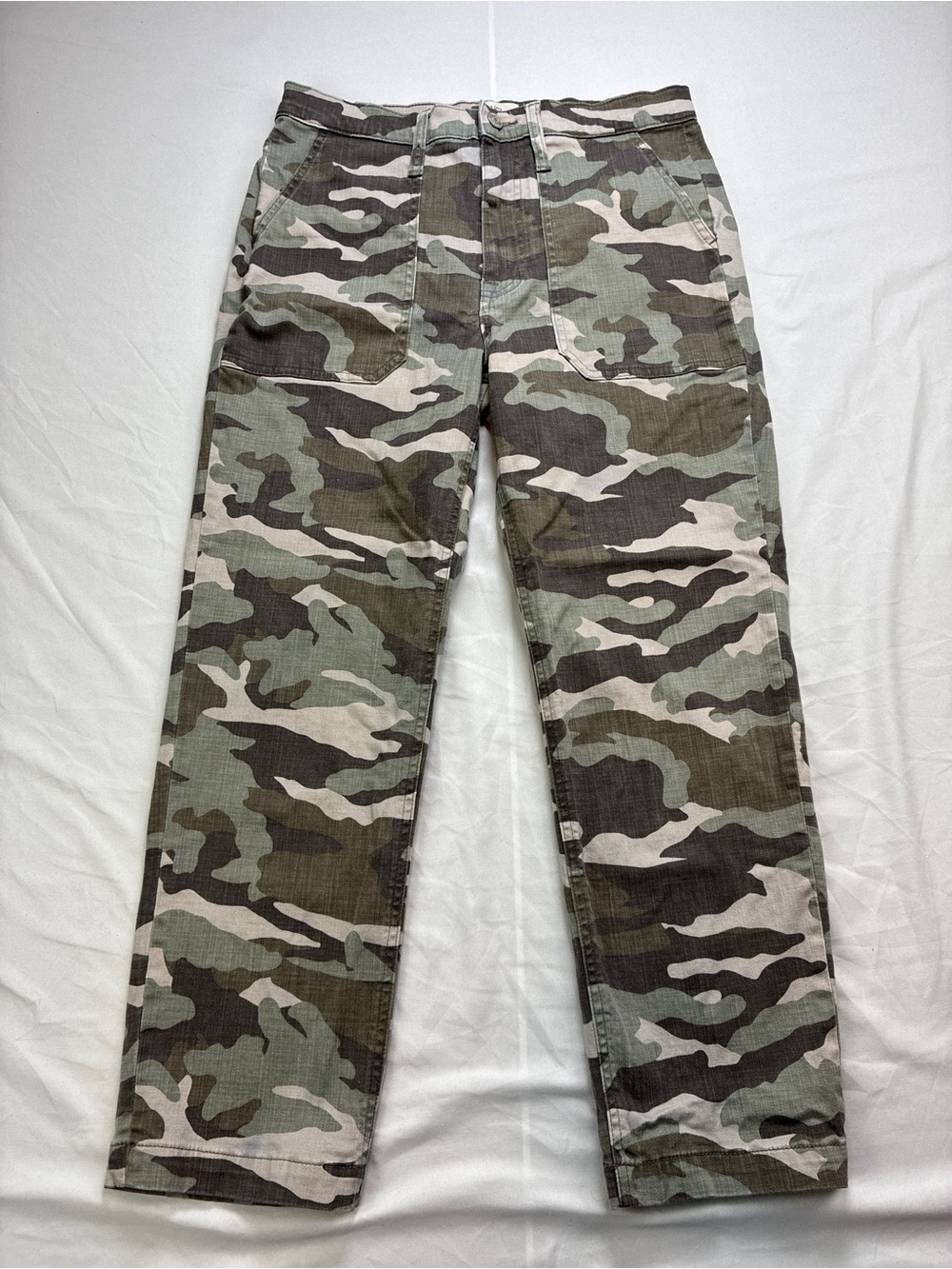J. Crew Ladies Camo Crop Straight Leg Pants Sz 28 stretch quality cotton blend